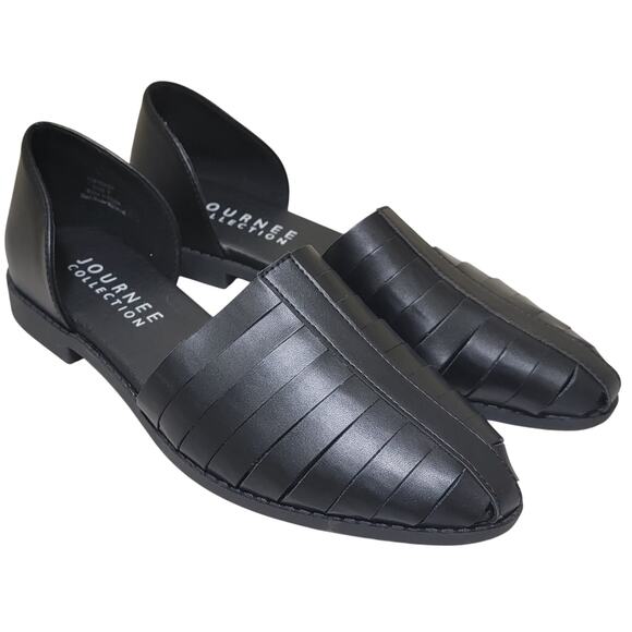 Journee Collection Women Anyah Slip On Two Piece Flats Size US 8M Black - Picture 2 of 4